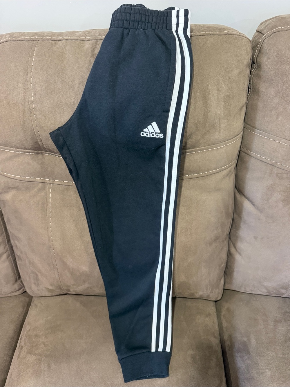 adidas Black Jogger Pants with White 3-Stripes